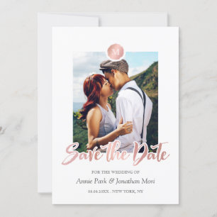 Faux Roos Gold en grijs monogram Opslaan datum Save The Date