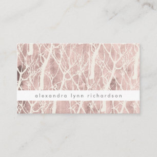 Faux Roos Gold en White Trendy Trees Pattern Visitekaartje