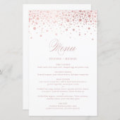 Faux Roos Gold Foil Confetti Wedding Menu Kaart (Voorkant / Achterkant)