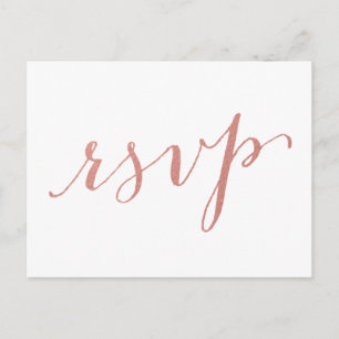 Faux Roos Gold Foil Glamour   RSVP-Briefkaart voor Uitnodiging Briefkaart
