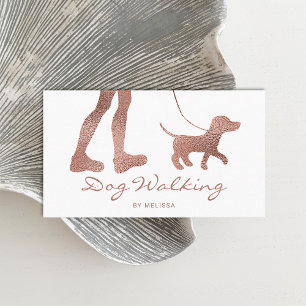 Faux Roos Gold Foil Kijk Dog Walker & Dog Visitekaartje