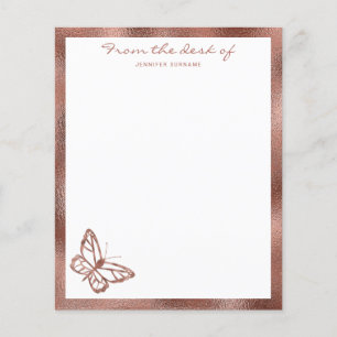 Faux Roos Gold Foil look Butterfly & Custom Text