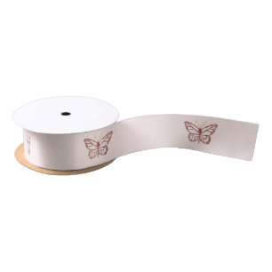 Faux Roos Gold Foil look-like Butterfly on roze Lint