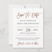 Faux Roos Gold Foil Script Foto Sla de datum op Save The Date (Achterkant)