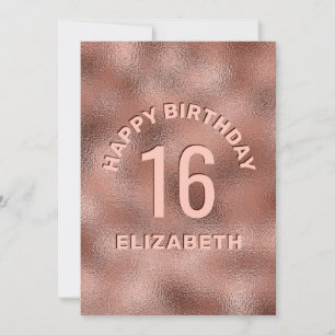 Faux Roos Gold Foil Textuur Happy Birthday & Age