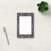 Faux Roos Gold Geometric Pattern op Midnight Blue Post-it® Notes (Kantoor)