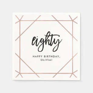 Faux Roos Gold geometrisch   80e verjaardag Servet