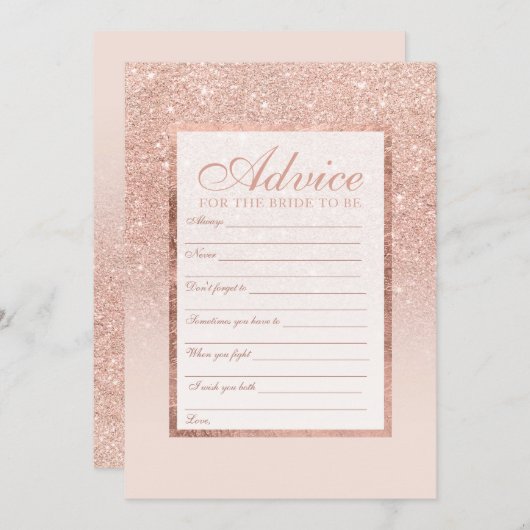 Faux roos Gold glitter elegant chic Advice bridal Advieskaart (Voorkant / Achterkant)