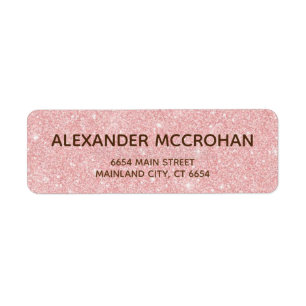 Faux Roos Gold Glitter Foil Pink Return Address Etiket