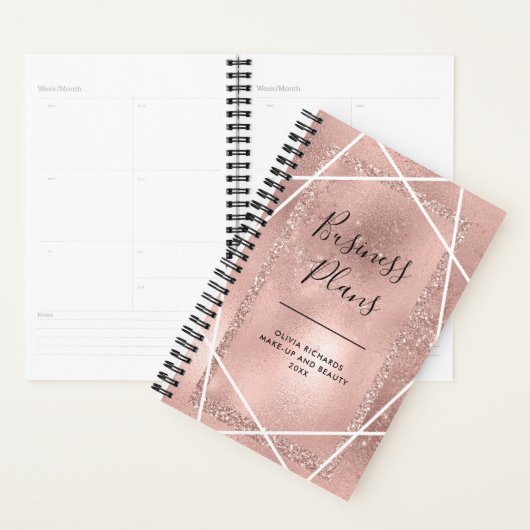 Faux Roos Gold Glitter Geometric Planner (Display)