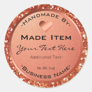 Faux Roos Gold Glitter Handgemaakte Kleine Bedrijf Ronde Sticker