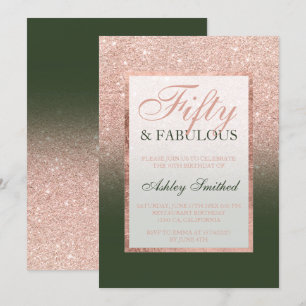 Faux roos gold glitter hunter green 50 fabulous kaart