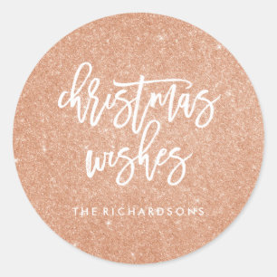 Faux Roos Gold Glitter-look-kerst Ronde Sticker