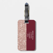 Faux Roos Gold Glitter met Bourgogne Bagagelabel (Achterkant verticaal)