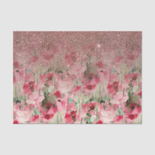  Faux Roos Gold Glitter op Waterverf Floral Tissuepapier