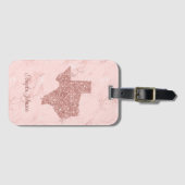 Faux Roos Gold Glitter Texas Marble Bagagelabel (Voorkant (horizontaal))