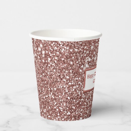 Faux Roos Gold Glitter Textielkijken & aangepaste Papieren Bekers (Rechts)