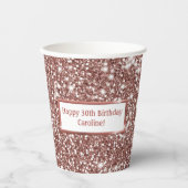 Faux Roos Gold Glitter Textielkijken & aangepaste Papieren Bekers (Voorkant)