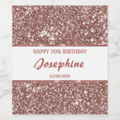 Faux Roos Gold Glitter Textielkijken & aangepaste  Wijn Etiket (Enkel label)