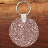 Faux Roos Gold Glitter Texture & Monogram Sleutelhanger (Achterkant)