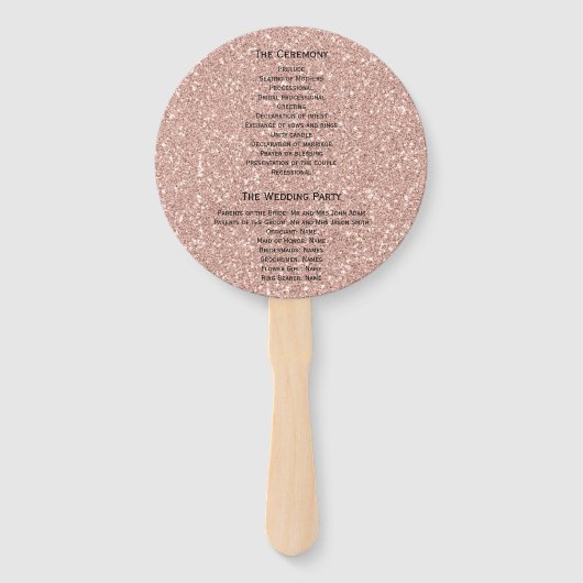 Faux Roos Gold Glitter Weddenschap Welkom Handwaaier (Achterkant)