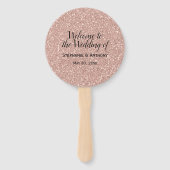 Faux Roos Gold Glitter Weddenschap Welkom Handwaaier (Voorkant)