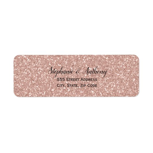 Faux Roos Gold Glitter Wedding Etiket (Voorkant)