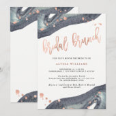 Faux Roos Gold | Grijze Geode Bridal Brunch Kaart (Voorkant / Achterkant)