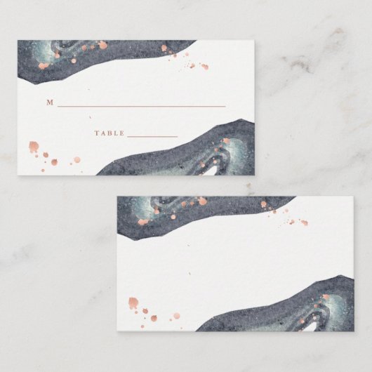 Faux Roos Gold | Grijze Geode Weddenschap Plaatskaartje (Voorkant / Achterkant)