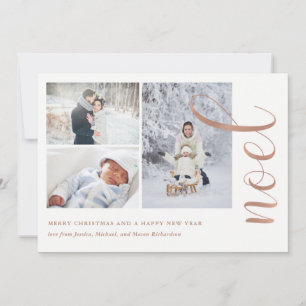 Faux Roos Gold-look Knoop met foto's Feestdagenkaart