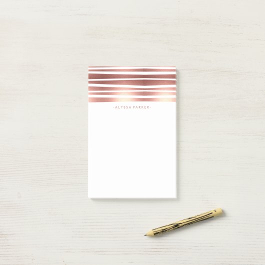 Faux Roos Gold Modern Stripes Post-it® Notes (Op bureau)