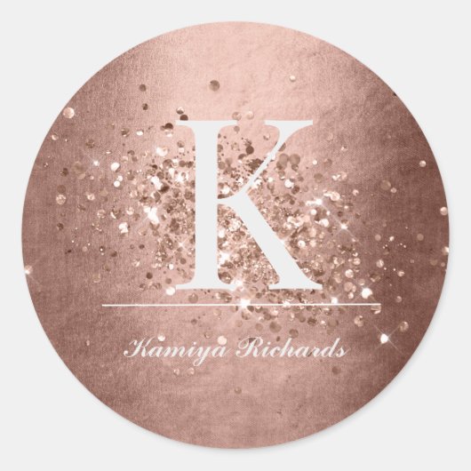 Faux Roos Gold Monogram en naam sticker (Voorkant)