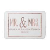 Faux Roos Gold Mr en Mrs Monogram Wedding Badmat (Voorkant)