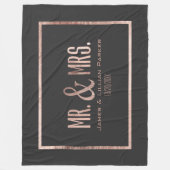 Faux Roos Gold Mr en Mrs Monogram Wedding Fleece Deken (Voorkant)