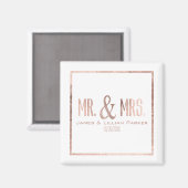 Faux Roos Gold Mr en Mrs Monogram Wedding Magneet (Voorkant / Achterkant)