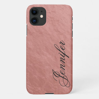 Faux Roos Gold Nugget Folie Fancy script voornaam iPhone 11 Hoesje