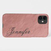 Faux Roos Gold Nugget Folie Fancy script voornaam iPhone Hoesje (Achterkant horizontaal)