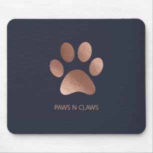 Faux Roos Gold Paw Print op Navy Muismat