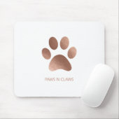 Faux Roos Gold Paw Print op wit Muismat (Met muis)