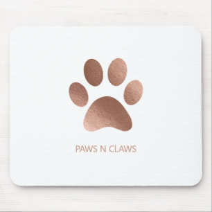 Faux Roos Gold Paw Print op wit Muismat