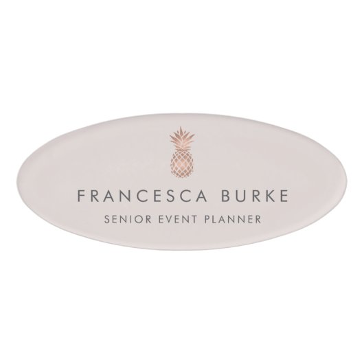 Faux Roos Gold Pineappel Naambadge (Voorkant)