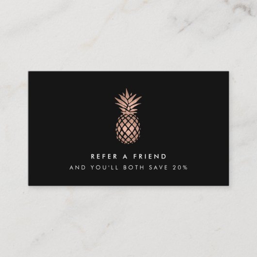 Faux Roos Gold Pineapple Referral Kaart (Voorkant)