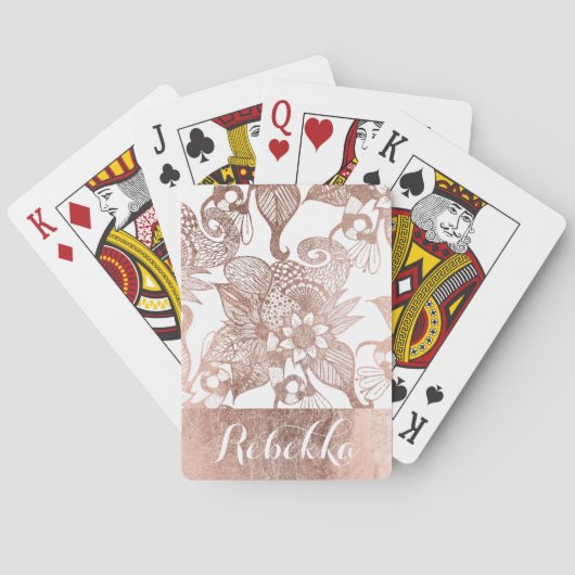 Faux Roos Gold Rustic Floral Tekeningen Speelkaarten (Achterkant)