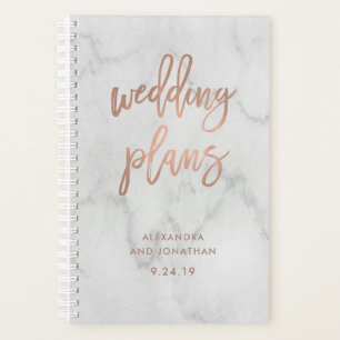 Faux Roos Gold Script op Marmer weddingplanner Planner