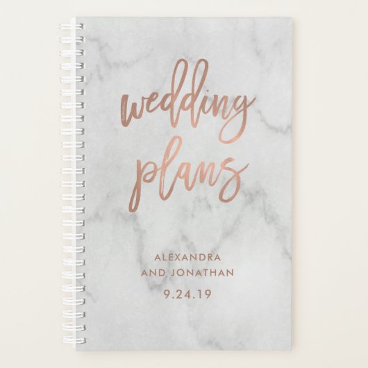 Faux Roos Gold Script op Marmer | weddingplanner Planner (Voorkant)
