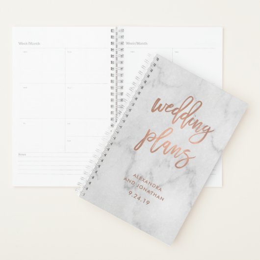 Faux Roos Gold Script op Marmer | weddingplanner Planner (Display)