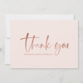 Faux Roos Gold Script Weddenschap Hartelijk dank Bedankkaart (Voorkant)