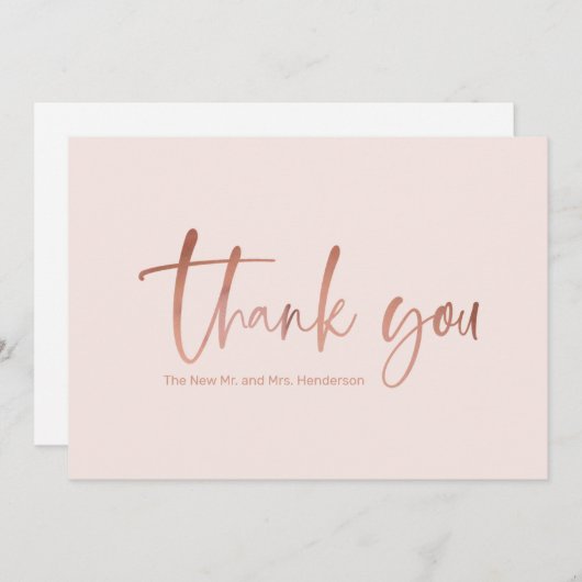 Faux Roos Gold Script Weddenschap Hartelijk dank Bedankkaart (Voorkant / Achterkant)