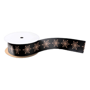 Faux Roos Gold Snowflakes op zwart Lint