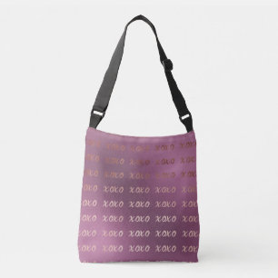faux roos gold typografie - hugs en kisses xoxo crossbody tas